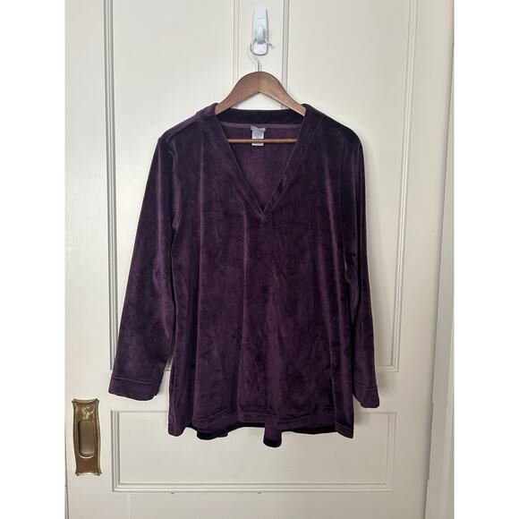 Natori Soft Fleece Pajama Top Womens Size XL Purple Cozy Comfortable - Picture 1 of 8